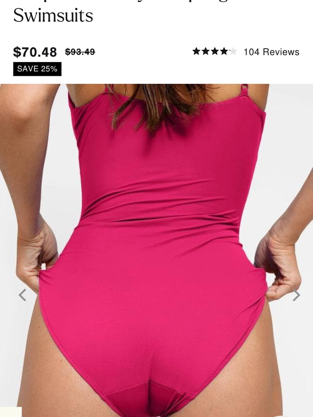 Women's Fuchsia One-Piece Swimsuit - V-Plunge - Picture 3 of 5